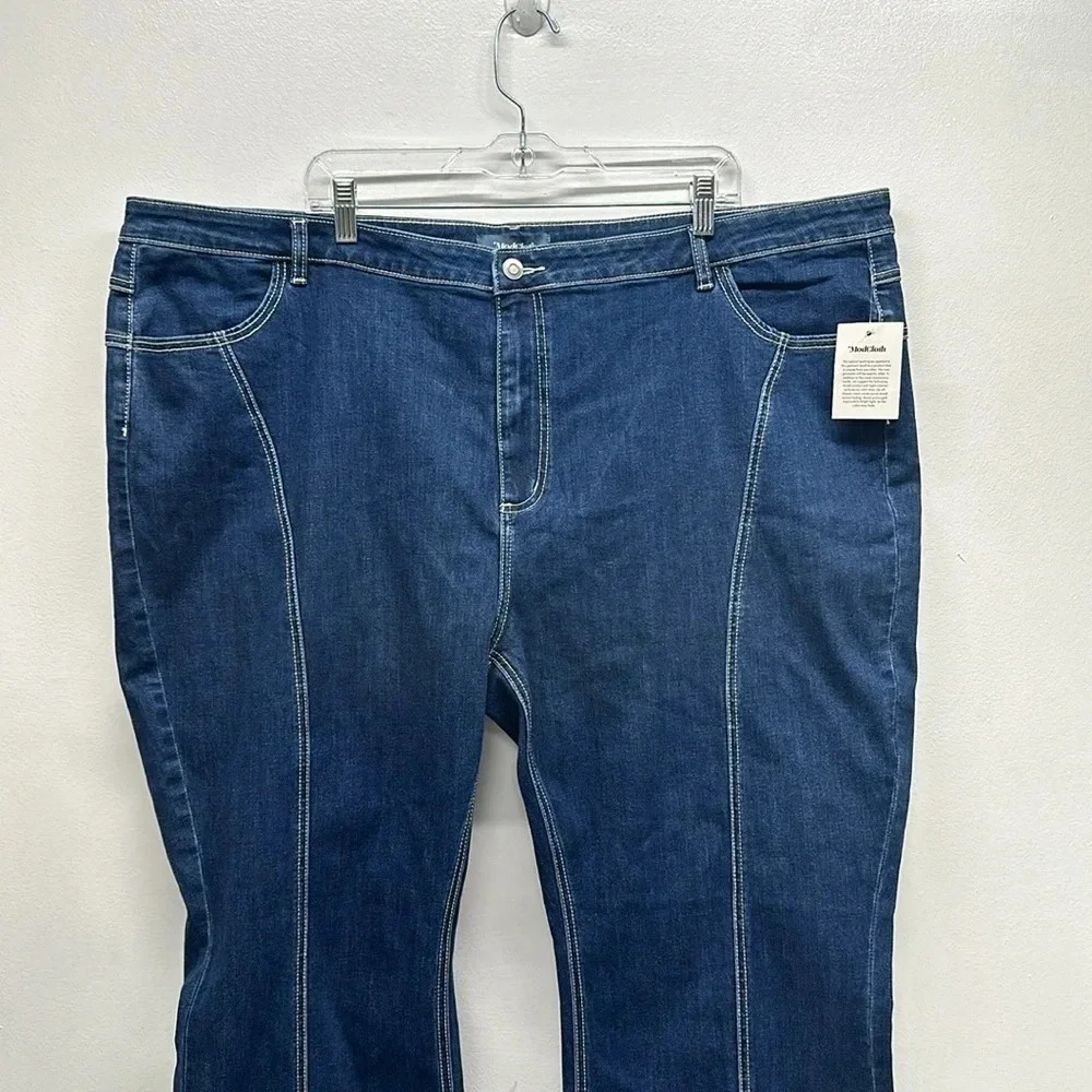 Modcloth The Bianca Flared Leg Denim Jeans Retro 70's Blue New NWT Plus Size 28 - Picture 9 of 13